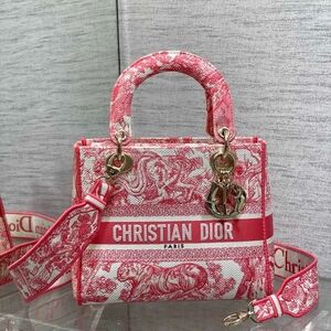 Medium Lady Dior Bag Pink Toile